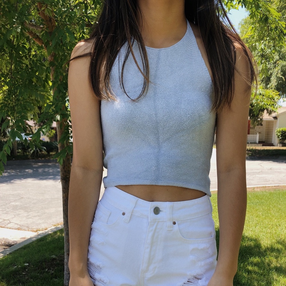 brandy melville baby blue halter top